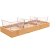 Serviessets 1 set glazen serveerschalen Bordkommen met bamboe dienblad