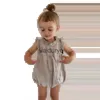 Rompers Milancel Summer Baby Bodysuit Korean Cotton Linen Sleeveless Girl Bodysuit H240508