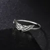 Flying Angel Wings Women Ring 14k Yellow Gold Finger Rings Kpop Fashion Wedding Band Jewelry Birthday Gift