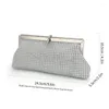 Kvällspåsar Rhinestone Glitter Metal Chain Clutch Bag Elegent Textured Pu Frame Classic Celebrity Dinner