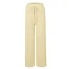 Women's Pants Summer Spring Elegant Elastic High Waist Solid Casual Work Knit Wide Leg Trouses Loose Female 2024