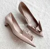 Top Quality New Origami flower pumps Polished leather Low Heel Pointed toe Slingbacks ballet flats shoes slip-on women Luxury Designers Dress shoe