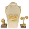 Итальянские комплекты ювелирных изделий для женщин с покрытием из настоящего золота, модное ожерелье, серьги, роскошный свадебный подарок на День святого Валентина 240112