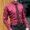Moda formal camisas de negócios e blusas cor sólida manga longa magro casual festa camisa superior roupas masculinas para homem 240112