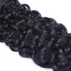 Cheveux brésiliens vierges bouclés Jerry 3 paquets avec fermeture en dentelle 4x4 noeuds blanchis 100 g/pièce couleur noire naturelle 1B doubles trames extensions de cheveux