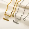 Fashion Steel Stamped Letter Pendant Necklace, Simple Designer 18K Gold Plated Women's Necklace