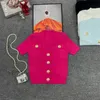 Suéter de moda para mujer, jersey con cuello en V, prendas de punto informales con botones, camisetas de punto de manga corta para niñas de 4 colores