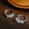 3Stone 4Carat Diamond Ring for Women 925 STERLING SILVER MITATED GOLD ENGAINGE RINGS WEDDINGバンド