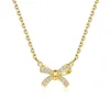 Tendance Collier de nœud en or jaune brillant pour femmes passe diamant test femelle bijoux de luxe cadeau bonne qualité 240112