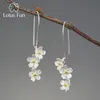 Lotus Fun Wedding Fresh Elegant Forget-me-not Flower Pendientes largos colgantes para mujer Plata de ley 925 Joyería fina original 240113