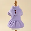 Dog Apparel Fashionable Pet Clothing Cozy Winter Dresses Pullover Skirt With Traction Ring Warm Puppy Plush For Small
