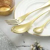 Messer, Löffel, Obst, Dessert, Abendessen, Besteck, Tischset, Geschirr, Küche, komplettes Esszimmer, abgedeckte goldene Gabeln aus Edelstahl, 240113