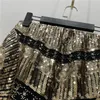 Autumn Retro Sequined X Long Kjol Vintage Beading Empire Gold Silm Bodycon Runway Bohemian Back Slit Pencil Jupe Sequin 240113