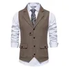 Herrvästar 2024 Vest V-ringen Casual Business Autumn/Winter Suit Retro Style