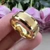 MenBand Gold Color 6MM 8MM With Brushed Finish And Polished Edge Men Women Tungsten Carbide Wedding Band Ring Comfort Fit 240112