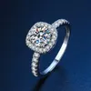 REAL 925 Sterling Silver Ring for Women Square Round 1CT 2CT 3CT Brilliant Diamond Finger Band Wedding Jewelry Gift 240112