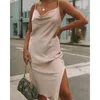 Vestidos casuais mulheres férias cintas de espaguete cetim vestido sexy wepbel estilo boêmio em relevo impresso longo camis