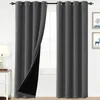 Thermal Insulated 100% Blackout Curtains for Bedroom with Black Liner Full Room Darkening Noise Reducing Grommet Curtain Panels 240113