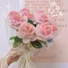 Decorative Flowers High Quality Handmade Rose Flower Gradient Pink Color For Valentine's Day Romantic Diy Bouquet Gifts Wedding Party Decor