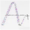 Pendant Necklaces Prayer Bead Chain Catholic Crucifix Cross Rosary Necklace Drop Delivery Dh06N