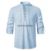Herr t-shirts 2023 ny casual blus bomullslinnor skjorta toppar långärmad tee vår hösten sneda skakett vintage yoga skjortor