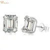 Wong Rain 100% 925 Sterling Srebrny Szmaragd Cut 4ct High Carbon Diamonds Ear Studs Kolczyki Wedding Party Biżuteria Drop 240112