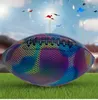 PU Reflective Leather Luminescent Rugby Size #9 Noctilucent American Football Adults Official Match Clubs Training Olive Ball 240112