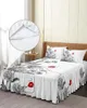 Bed Skirt Flower Daisy Female Line Red Lips Elastic Fitted Bedspread With Pillowcases Mattress Cover Bedding Set Sheet