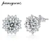 Pansysen Stud Earring 925 Sterling Silver Jewelry 65mm 10 karat diamantörhängen för kvinnor Bröllopsengagemang 240112