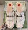 Buty Italil Designer Mule Kapcie 100% prawdziwe skórzane mokasyny konne Kapcia luksusowe kobiety mężczyźni jacquard skórzane mostek jumbo logo płótno Princetown Flat Buty