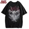 Y2k Gothic Punk Style Men t Shirt Clothes Harajuku Oversized T-shirt Top Tee High Street Hipster Summer Streetwear Anime 240113