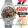 ZF Overseas 4500V Ultra-Thin A5100 Automatisk mekanisk 41mm MEN MENS Titta på Brown Dial Stick Markers Rostfritt stål SS Armband Super Edition TrustyTime001 Watches