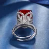 Cluster Ringen Vinregem 14 16 MM Lab Gemaakt Sapphire Ruby Edelsteen Vintage Verstelbare Open Ring Voor Vrouwen Luxe Fijne Sieraden