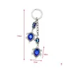 Fashion Animal Turtle Palm Evil Eyes Key Rings Keychain Glass Keyring Blue Eye Pendant Ornament Keychains Drop Delivery Otlcl