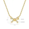 Collana con fiocco in oro giallo lucido di tendenza per le donne che supera il test del diamante gioielli femminili regalo di lusso di buona qualità 240112