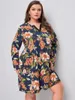 Plus Size Dresses Finjani Evening Allover Rose Print Even Dress Elegant Chinese Style Casual