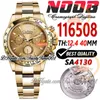 NF V5 TH 12.4mm 116508 SA4130 Chronograph Automatic Mens Watch Yellow Gold Dial Stick Markers 904L Stainless Steel SS Bracelet Super Edition trustytime001 Watches
