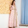 Roupas étnicas Luxo Mulher Vestido de Noite para Casamento Abaya Muçulmano Conjuntos Bordados Cinto Kaftan Vestidos de Festa Senhoras Outono Inverno 2024