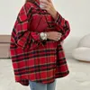 Women's Blouses Elegant Single Breasted Lapel Casual Shirts Women Spring Plaid Print Loose Office Autumn Long Sleeve Top Jacket