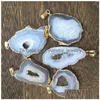 Ожерелья с подвесками, 5 шт., натуральный камень, бразильский гальванический окантовочный срез, открытые белые агаты, жеода, друзы, друзы для ожерелья, ювелирные изделия, Dr Dhakl