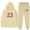 Tweedelige set Casual fleece trainingspak dames Winter Damessets Oversized capuchon met lange mouwen en capuchon Sportbroek Damespak 240112