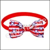 Hundkläder Tillbehör 12 Designs Independence Day Pet Bow Tie Patriotic Cat Justerbar Star and Stripes Collar 4th of Jy Small Pets D Dhnqw