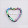 Rainbow Heart Gold Sier Color Keychains Metal Key Chain Ring Split Rings Uni Keyring KeyFob Holder Accessories Diy Drop Delivery DHH5I