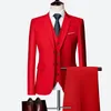 Luxury 3 -stycken Herrbröllopsdräkt Fashion Men's Slim Solid Color Business Office Set Set Large Size Men Blazer Pants Vest 240112