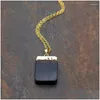 Colares de pingente Chegada Obsidianas Negras Cor de Ouro Link Chains Jóias Rec Colar em 16-32 polegadas nm5860 entrega de gota DH43G