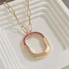 Collar de diseño con cerradura de moda dorada, cadena de cristal rosa amor, joyería para fiesta