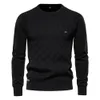 Pull à col roulé pour hommes, couleur unie, Base chaude et décontractée, coton de haute qualité, automne et hiver, 240113