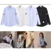 Fashion men's shirt designer casual clothes spring new couple shirt double sleeve red white blue ribbon shirt long sleeve fashion brand Youth smart shirt z6