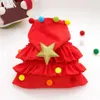 Vestuário para cães Pet Cloak Traje Festivo Natal Bola de Pelúcia Estrela Decoração Ruffle Hem Traje para Cães de Outono de Inverno