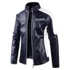 Hommes col montant Moto vestes en cuir polaire vestes d'hiver Slim Fit PU cuir manteaux de haute qualité mâle mode vestes décontractée 240112